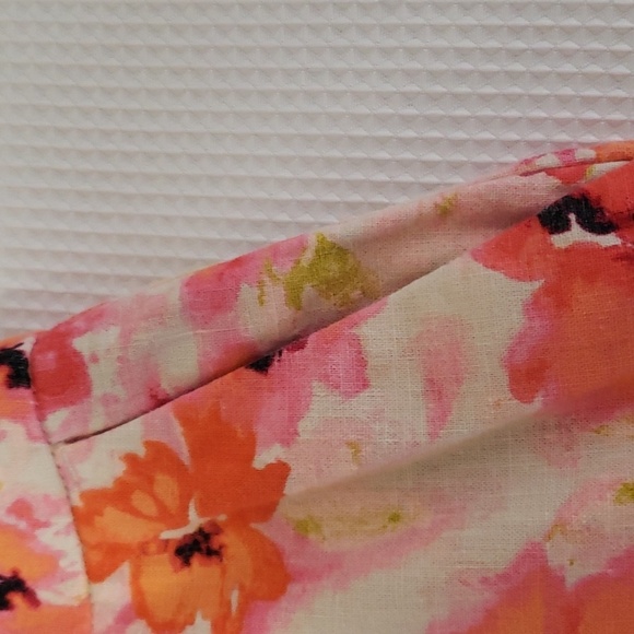 Loft, Ann Taylor. Colorful Pink/Orange Poppies Linen Look Material. Size 8 NWOT - Picture 7 of 16